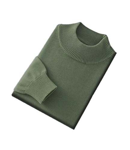 Men's Pullover Sweaters Half-High Collar Solid Cotton Knit Long Sleeve Casual Sweater