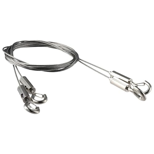 Image of 2 Pcs Picture Hanging Wire, Adjustable Mirror Frame Kit 2m x1.5mm Heavy Duty Stainless Steel Wire Rope with Hook Wall Mount Wire for Mirror, Picture Frame, Light Hold Up to 24kg