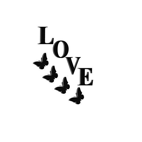 Image of eCraftIndia Love With Butterflies Black Engineered Wood Cutout Wall Art Decor - Romantic Wall Decor Item For Bedroom, Living Room, Or Office - Perfect Valentine's Day, Wedding, Or Anniversary Gift