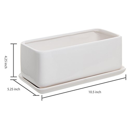 Image of MyGift White Ceramic Succulent Planter with Drainage & Saucer, 2 Pack
