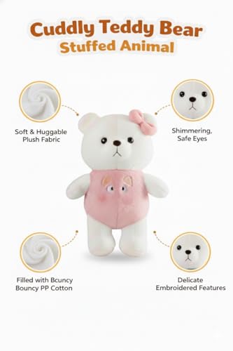 Image of Cuddly Teddy Bear Plush Soft Toy for Baby Girl Pink Bow Cute Soft Toys, Soft & Huggable Fabric Home Decor Boys and Girls Great Birthday Giftt, Valentine Day Gift, Teddy Day Gift (30 Cm, Blue),