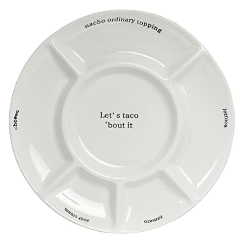 Servappetit Taco Topping Tray - 14.5-inch Diameter - Ceramic - White Cover