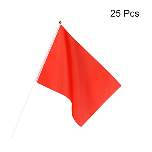 Bandera Rojo con Palo de Mano 30x20cm rectangular para decoración de eventos, pack de 25 unidades 4