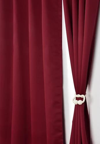 Image of LaVichitra 2 Pieces Solid Premium Blackout Curtains - Thermal Insulated, 3 Layered, 100% Opaque Window - 4 feet, Maroon