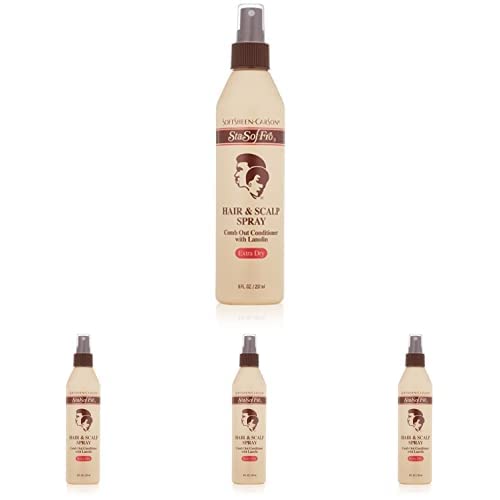 SoftSheen-Carson Sta-Sof-Fro Hair & Scalp Spray Comb Out Conditioner with Lanolin, Extra Dry, 8 fl oz (Pack of 4)