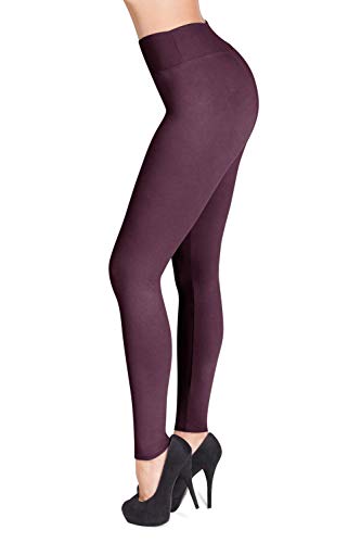 SATINA High Waisted Leggings for Women | 3 Inch Waistband (One Size, Vintage Violet)