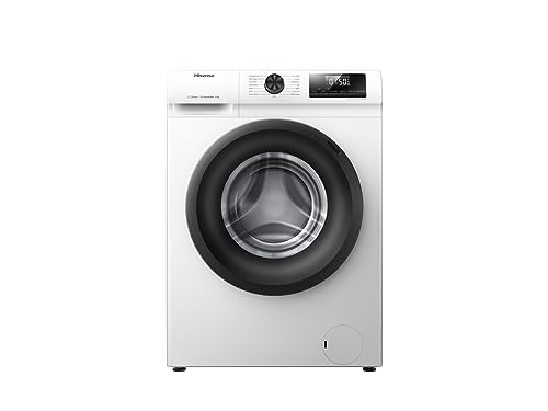 Hisense WFQP7012EVM - Machine à laver à vapeur efficace, moteur Inverter, charge frontale 7 kg, 1200 tr/min, 15 programmes, contrôle de balancement intelligent du tambour, affichage LED, programme