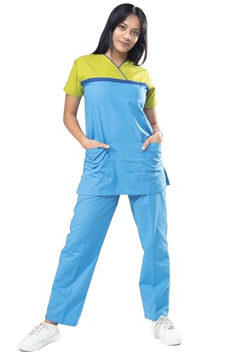 Image of UNIFORM CRAFT Women's Designer Scrub Suits DSDX03 || Ideal for doctors, dentists, vets, nurses & healthcare professionals (Ocean Blue, XL)