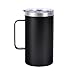 NymphFable 710ml Negro Taza termica Doble Pared Acero Inoxidable Vaso Termico Cafe con Tapa y asa Vaso Termo Cafe para llevar