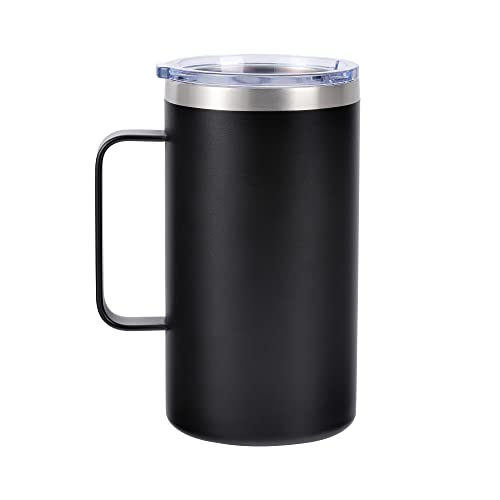 NymphFable 710ml Negro Taza termica Doble Pared Acero Inoxidable Vaso Termico Cafe con Tapa y asa Vaso Termo Cafe para…