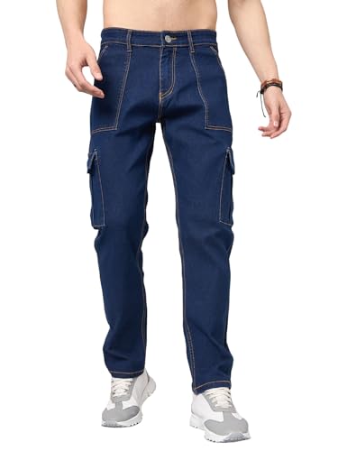 Image of STUDIO NEXX Men's Loose Fit Cargo Jeans| Stretchable | Cargo Denims | Utility Pockets