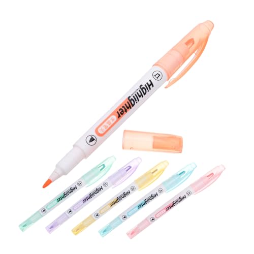 ELAYARD 6 piezas Rotuladores Fluorescentes Pastel con Punta Doble Diseño Ventana Transparente Punta Fina y Cincelada para Escritura Detallada y Subrayado Brillante Colores Vivos para