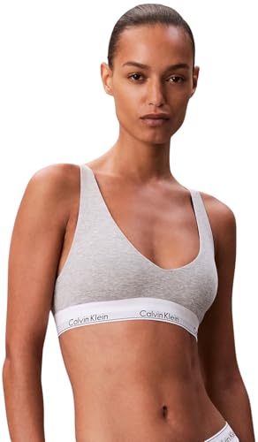 Calvin Klein Bralette Mujer Unlined Triangle Tirantes Ajustables, Gris (Grey Heather), S