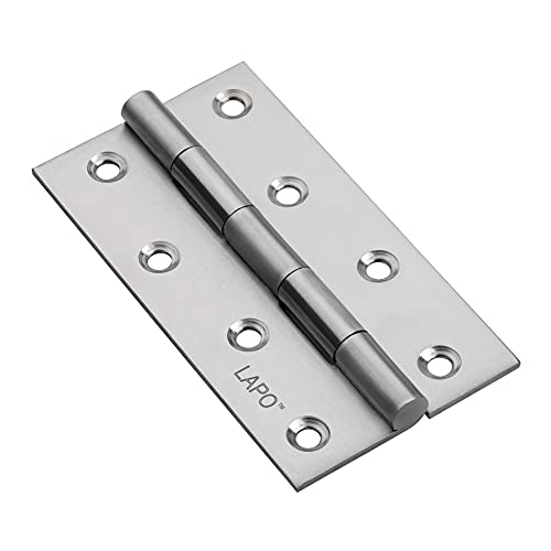 Image of LAPO Stainless Steel Hinges, 4 Inch x 14 Gauge /1.8mm Thickness, Strong Butt Hinges, Seamless Movement, Designed for Kitchen Cabinets & Windows, 5 Years Warranty, Matt Finish, Pack of 12