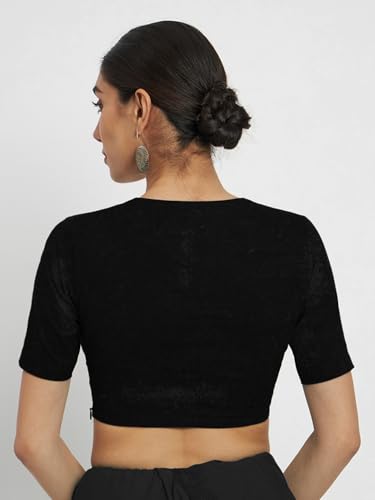Image of Thevasa Women's Everyday Divine Depth V Neck Half Sleeves Blouse