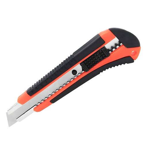 Image of CLAPONE Utility Knife - Retractable Box Cutter with 18mm Wide Sharp Blade | Smooth Auto-Lock Mechanism for Cutting Cartons, Cardboard & Boxes | Perfect for Office & Home Use (Multicolor Cutter)