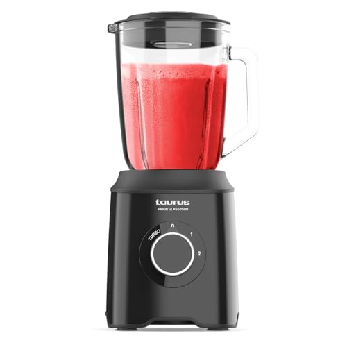 Taurus - Batidora de Vaso 1500W | 2 Velocidades + TURBO | Cuchillas 4 Filos Extraíbles | 2...