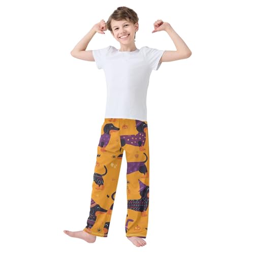 ZZXXB Dachshund Bat Boys Long Pants Soft Trousers Elastic Waist Kids Lounge Bottoms with Pockets S-XL3