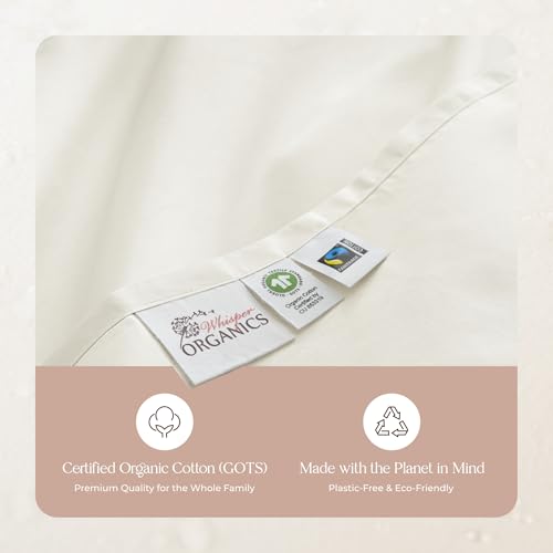Image of Certified Organic Full Flat Sheet Only - 100% Organic Cotton Top Sheet with Luxurious Soft and Breathable 300 Thread Count Sateen Weave Finish - GOTS & Fairtrade Certified (Natural, Full)