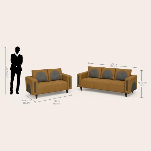 Image of Interio by Godrej Cresco 5-Seater Fabric Sofa Set (3+2)