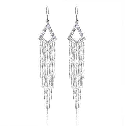 Boucles d'oreilles pendantes longues au design triangle cubique chic