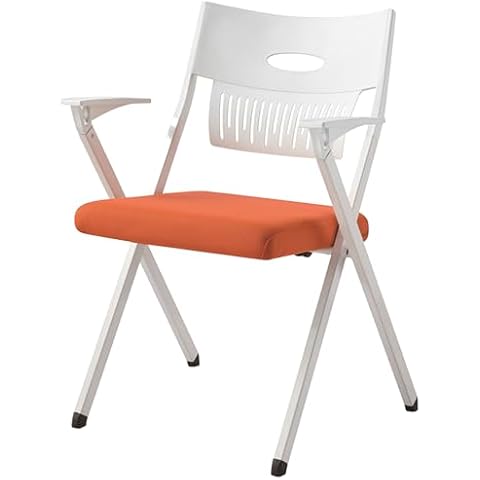 HDXZTQ Set of 2 White Folding Chairs with Armrests, Metal Stackable Office Chairs with Upholstered Folding Chairs, Suitable for Kitchen Office Wedding Party and Other Scenarios Cover