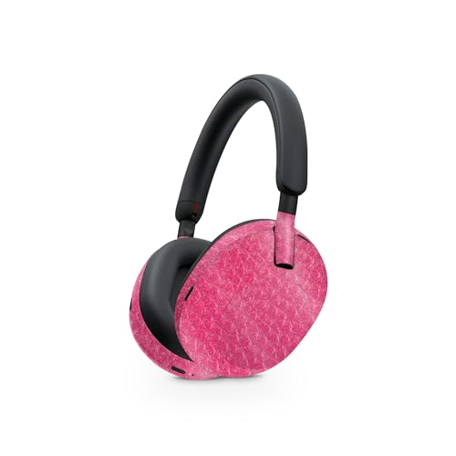 Image of MightySkins Glossy Glitter Skin Compatible with Sony WH-1000XM5 Headphones - Pink Pleather | Protective, Durable High-Gloss Glitter Finish | Easy to Apply
