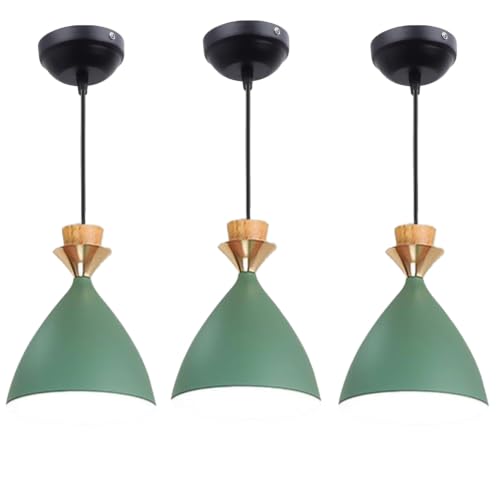 Image of Modern Green Dome Hanging Pendant Light for Ceiling, Aluminium, Antique Decor, E-27 Holder, (Bulb is not Included) Pack of 3