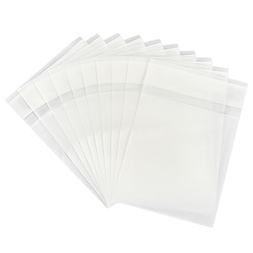 PH PandaHall 60 bolsas de papel de cera de vidrio autoadhesivas, color blanco, bolsas de papel autoadhesivas para aperitivos, galletas, frutos secos, granos de café, caramelos, cuentas, 12 x 8,3 cm
