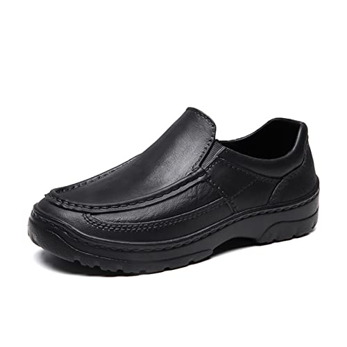 Mocasines de hombre antideslizantes y suaves de cuero con charol
