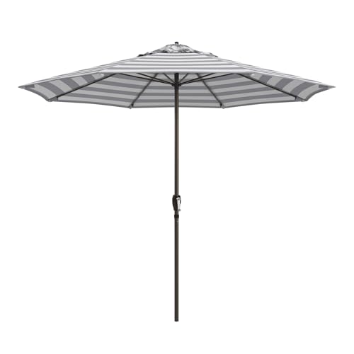 Image of California Umbrella 8-Year Protection 9 Ft Outdoor Patio Umbrella, Solstice Fade-Resistant Fabric, Auto-Tilt, Heavy Duty Aluminum Frame, 8 Reinforced Ribs for Pool or Deck, Bronze Pole