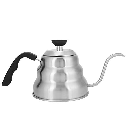Tetera de Acero Inoxidable con Cuello de Cisne para café de Uso Doméstico, Color Plateado, 1200 Ml, 1000 Ml, para Cafetería y Bar en Casa (1000 ml)