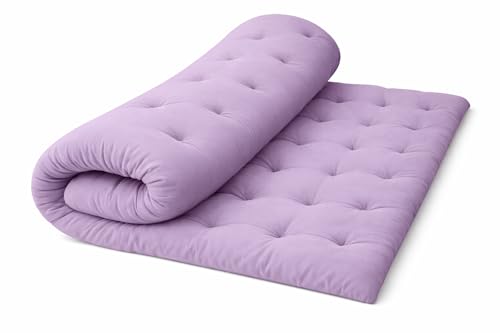 Image of ATOOTFUSION Soft Cotton Quilt | Foldable Light Weight Filled Single Firm Cotton Quilt Mattress| Gadda (Solid Coloured, 2 Sleeping Capacity, 5 x 6 ft or 72 x 60 Inches Queen) (Lilac)