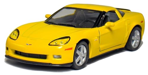 KINSMART 2007 Corvette Z06 5inch 1:36 Scale 5 Inch Die Cast Metal Model American Muscle Toy Car. Pullback Action (Yellow)