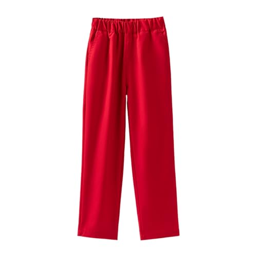 Boys Girls Straight Elastic Waist Pants with Pockets School Casual Sport Plain Long Trousers Kids Lightweight Pants2