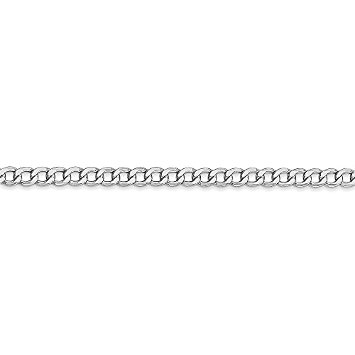 Diamond2Deal 14k White Gold 3.35mm Semi-Solid Curb Chain Bracelet 7"3