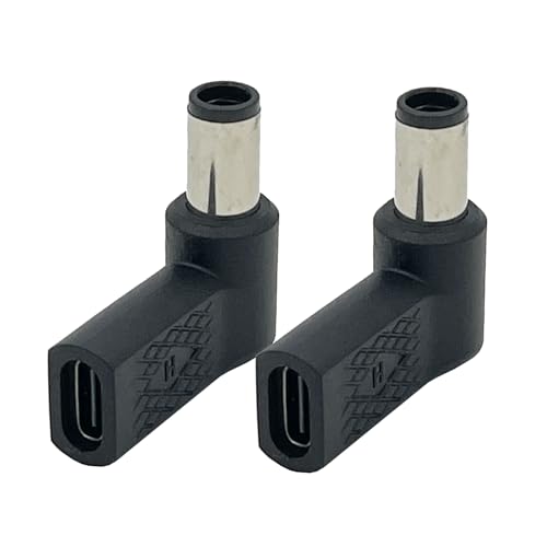 Seadream USB C to DC 7.4x5.0mm Adapter, USB Type C Input to DC 7.4x5.0mm Power Charging Connector Made for HP Laptop Series Right Angle DC Power Adapter, L-Shape Connector, 2-Pack, Black