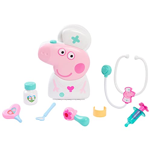 image for Peppa Pig Checkup Case Set with Carry Handle, 8-Piece Doctor Kit for K