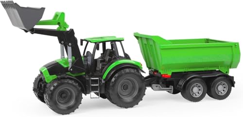 Lena 7250 Worxx Traktor Deutz-Fahr Agroton mit Anhänger 74 cm Spielzeug Traktor ab 3 Jahren Outdoor & Indoor Stahlachsen Made in Europe