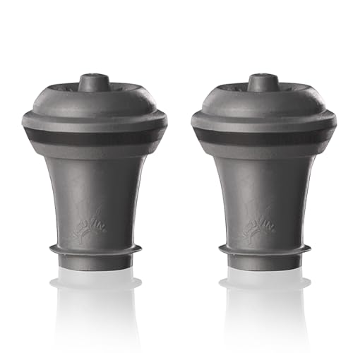 Vacu Vin Wine Saver Vacuum Stoppers - Set of 2 - Gray - Airtight Seal for Opened Bottles to Preserve Freshness Up to 10 Days - Food Grade Rubber - Easy to Use Perfect for Every Occasion