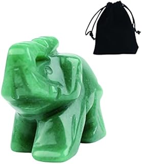 QOPAHI Green Elephant Ornament, Handmade Lucky Charms Natural Quartz Healing Crystals Elephant Statue Elephant Figurine for Home Bedroom Room Decor, 1.5inch