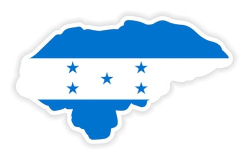 Image of Set of 5 National Flag Themed Sticker Decal of Flag, Country Map, Circular Shape, Heart Shape and with USA Flag for Car, Phone, Laptop, Mug, Bottle, Textbooks (Honduras)