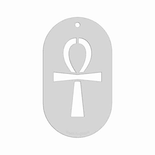 Stencil- Ankh Symbol, 2.3x1.4 Inch Image on 3.5x2 Border, Size 1