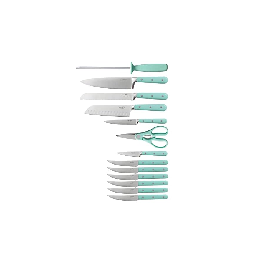 Martha-Stewart-14-Piece-High-Carbon-Stainless-Steel-Cutlery-Knife-Block-Set-wABS-Triple-Riveted-Forged-Handle-Ashwood-Block-Martha-Blue Martha Stewart 14 Piece High Carbon Stainless Steel Cutlery Knife Block Set w/ABS Triple Riveted Forged Handle Ashwood Block - Martha Blue
