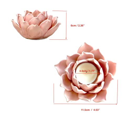 Pretty Home Ceramic Lotus Candle Holder Handmade Petals Style Flower Tea Lights Holder Home & Tabletop Centerpiece Decoration thumb #1