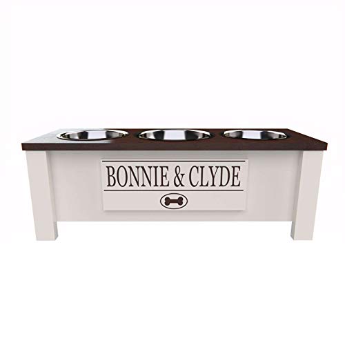 GrooveThis Woodshop - Personalized Elevated Triple Dog Bowl Stand for Large, Medium, Small, X-Small Dogs - 3 Stainless… - Image 2
