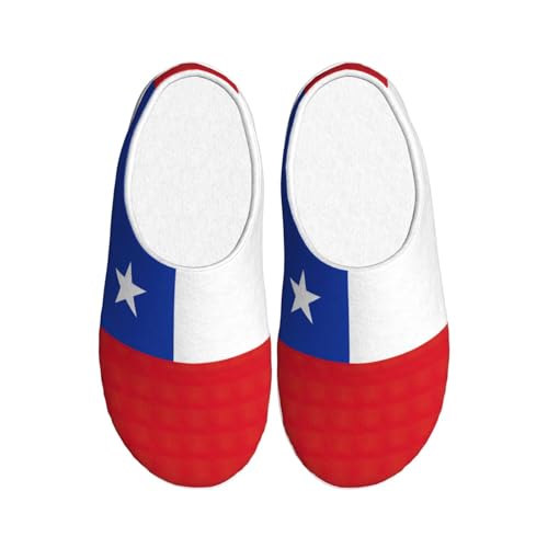 Cozy Flag of Chile print Slippers Indoor and Outdoor Fuzzy House Shoes Anti-Skid Sole Gifts for Women Indoor Scuff