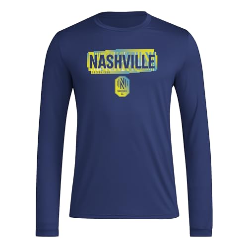 T-shirt adidas Nashville SC manches longues homme bleu marine en taille XXL pour supporter