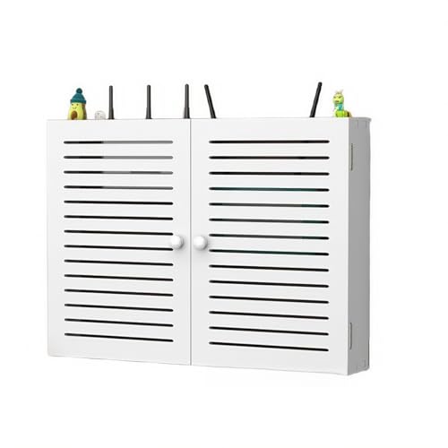 NIGOE壁掛けルーター収納ボックス/ルーター収納ボックス、 収納キャビネットワイヤー装飾ボックスパンチフリーソケットジャンクションボック、テレビセットトップボックス、 壁掛け式ワイヤレスWi-Fiルーター収納ボックス、収納ラック (【ホワイトB】,大きい