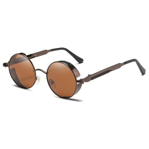 Lunettes de soleil Steampunk polarisées en métal rond pour un look rétro au quotidien